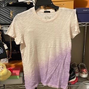 ATM Anthony Thomas Melillo Ombre Crewneck Tee - White to Lavender